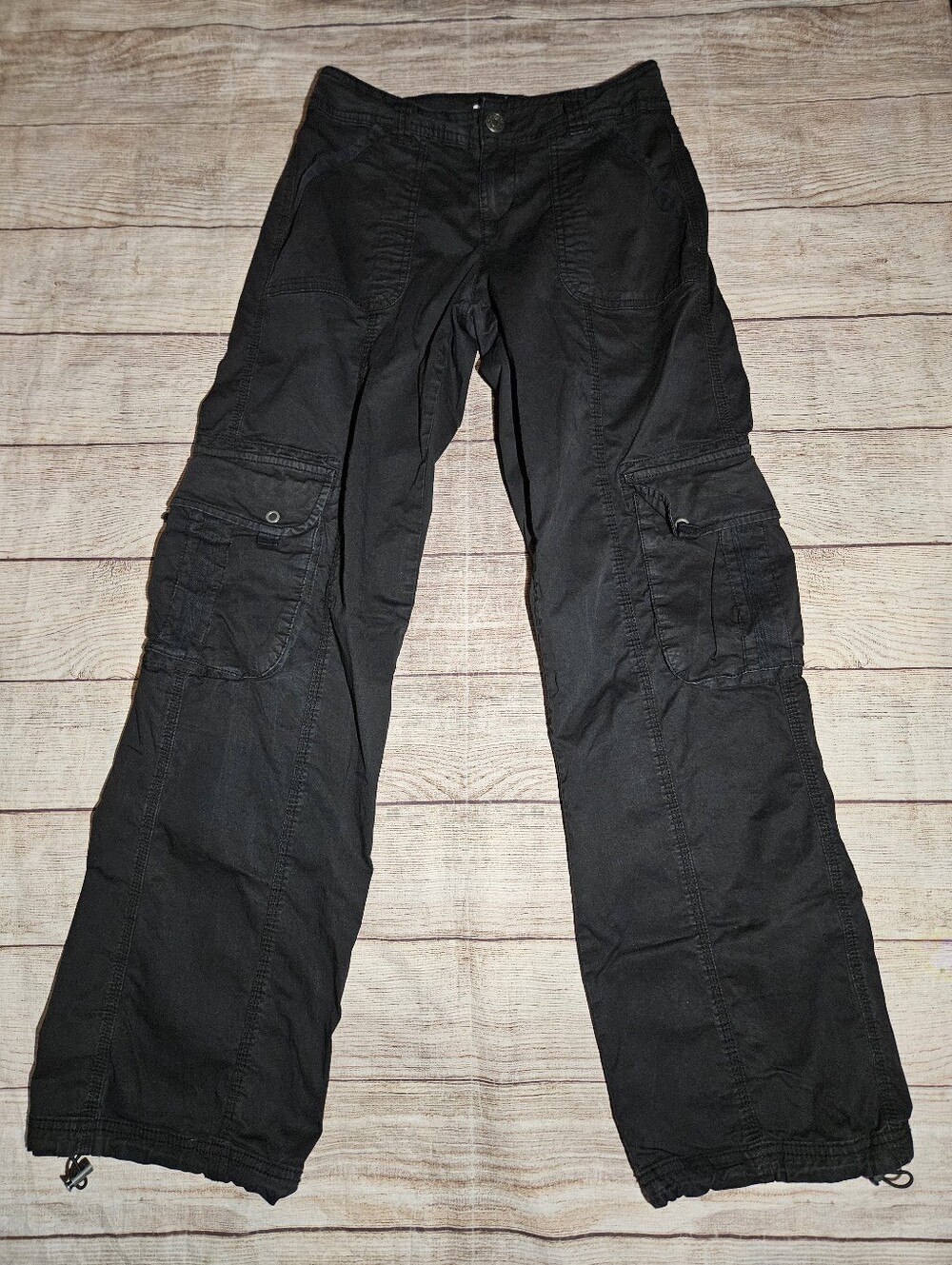 Garage Black Cargo Parachute Pants